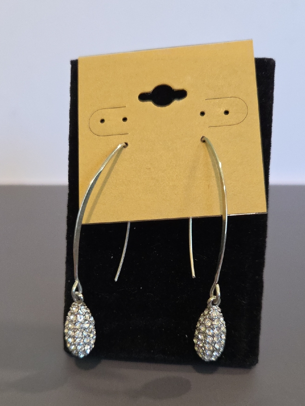 Sparkling Teardrop Dangle Earrings - Silver